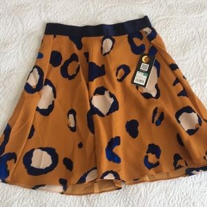 Blue and mustard cheetah print skirt